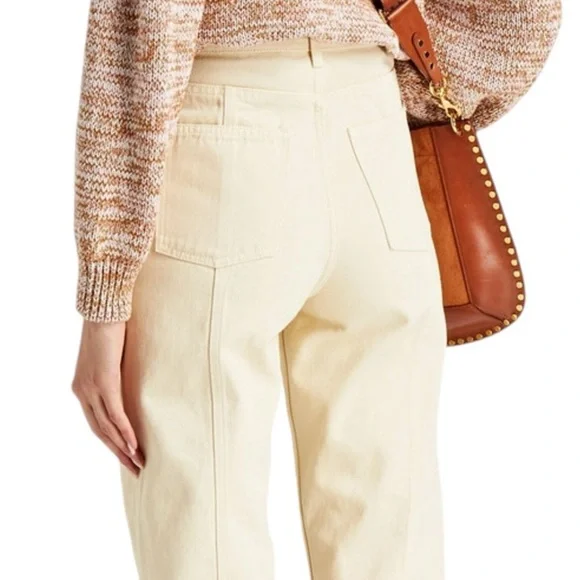 SANDRO NWT Otis High Waisted Barrel Jeans in Ecru/Off White in Sz 30-31
